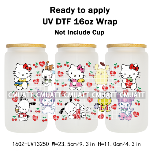 16OZ UV DTF Cup Wraps Sticker For Glass 3D Waterproof Can  Libbey Glass Eco-Friendly High-Resolution Printing