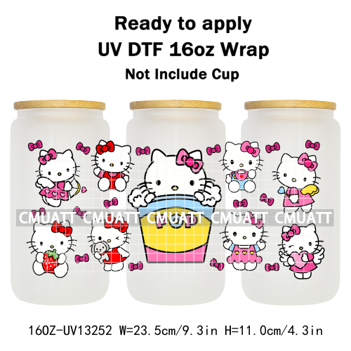 16OZ UV DTF Cup Wraps Sticker For Glass 3D Waterproof Can  Libbey Glass Eco-Friendly High-Resolution Printing