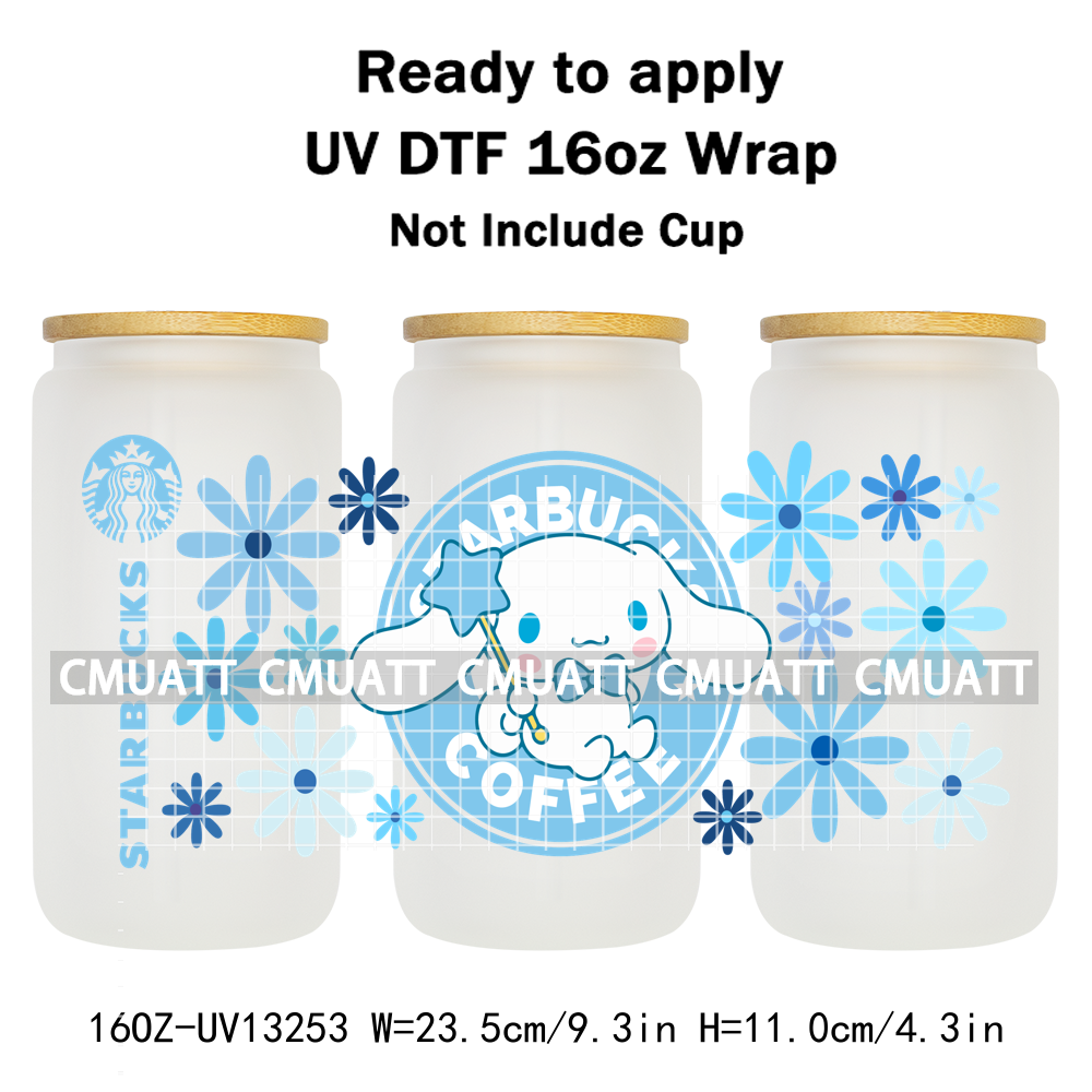 Cute Cat 16OZ UV DTF Cup Wraps Transfer Sticker For Glass Libbey Can Bottle Selfadhesive Waterproof DIY CCM377