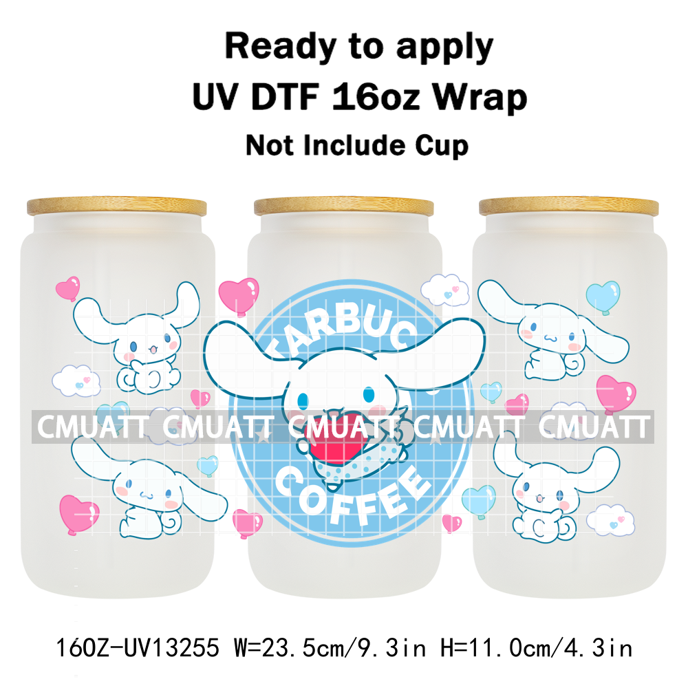 Cute Cat 16OZ UV DTF Cup Wraps Transfer Sticker For Glass Libbey Can Bottle Selfadhesive Waterproof DIY CCM377