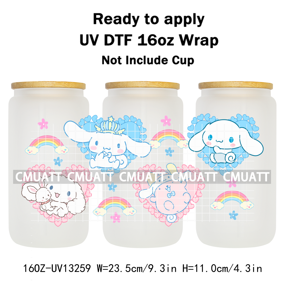 Cute Cat 16OZ UV DTF Cup Wraps Transfer Sticker For Glass Libbey Can Bottle Selfadhesive Waterproof DIY CCM377