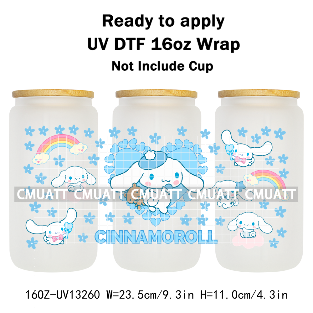 Cute Cat 16OZ UV DTF Cup Wraps Transfer Sticker For Glass Libbey Can Bottle Selfadhesive Waterproof DIY CCM377