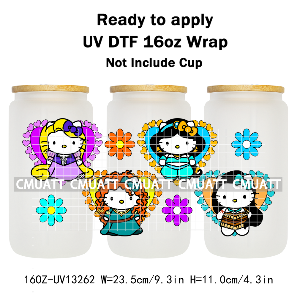 Cute Cat 16OZ UV DTF Cup Wraps Transfer Sticker For Glass Libbey Can Bottle Selfadhesive Waterproof DIY CCM377