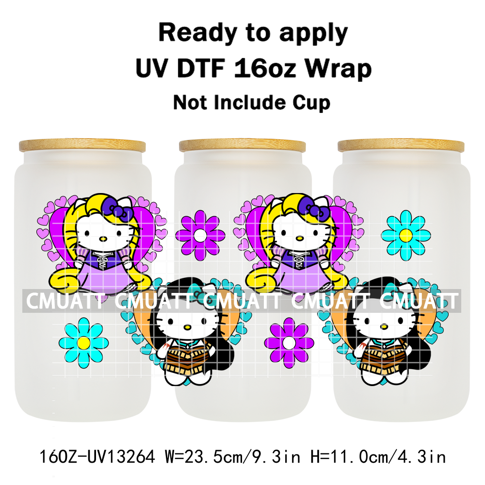 Cute Cat 16OZ UV DTF Cup Wraps Transfer Sticker For Glass Libbey Can Bottle Selfadhesive Waterproof DIY CCM377
