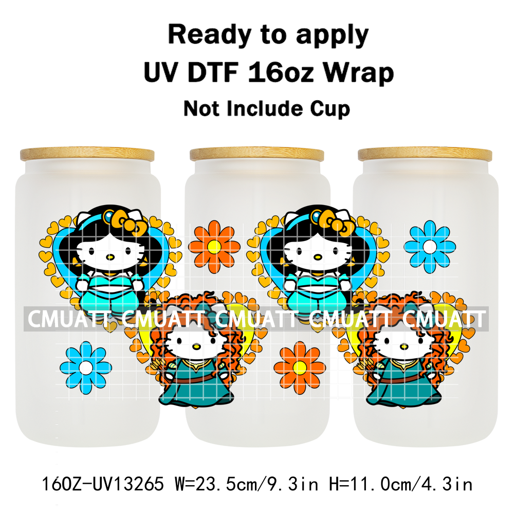 Cute Cat 16OZ UV DTF Cup Wraps Transfer Sticker For Glass Libbey Can Bottle Selfadhesive Waterproof DIY CCM377