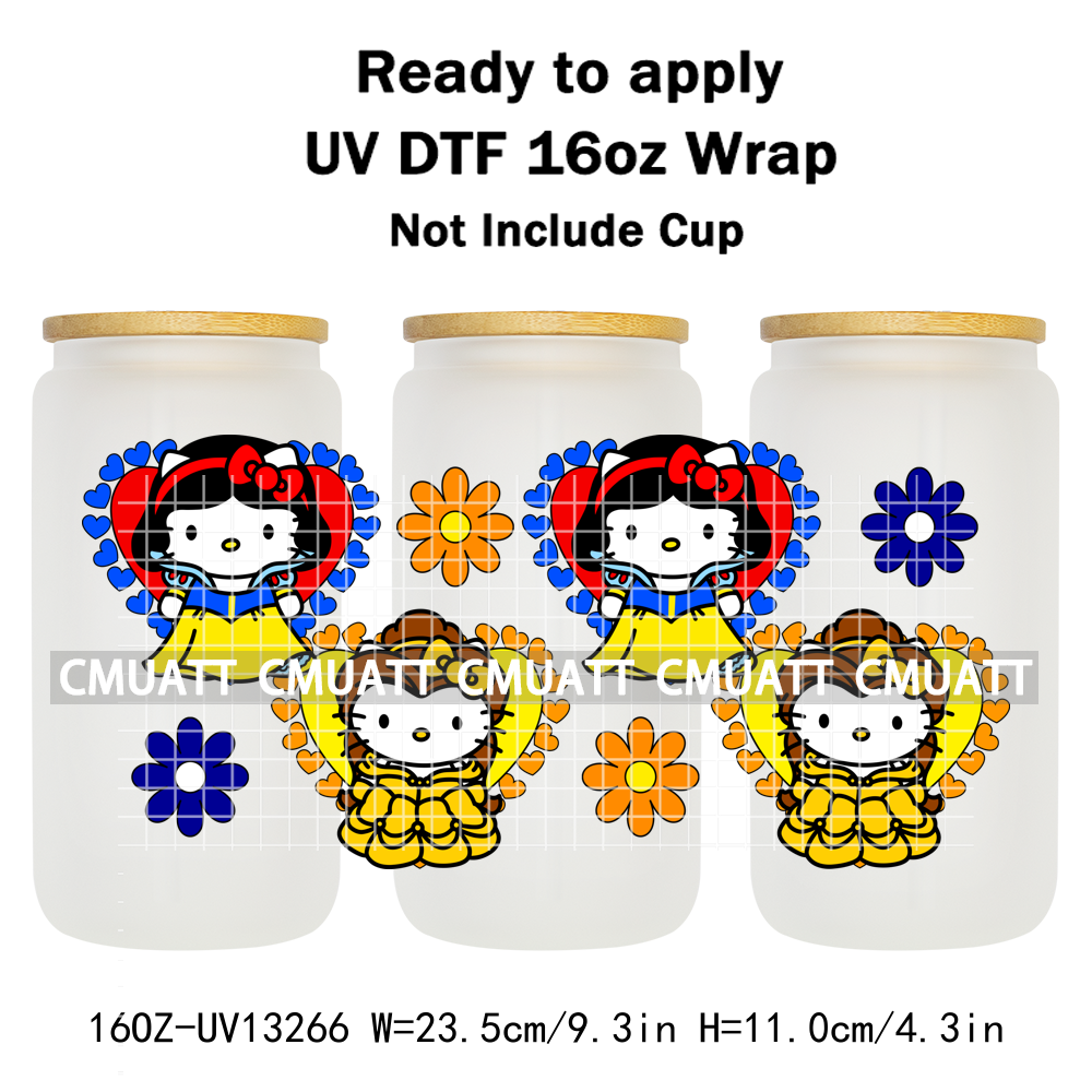 Cute Cat 16OZ UV DTF Cup Wraps Transfer Sticker For Glass Libbey Can Bottle Selfadhesive Waterproof DIY CCM377