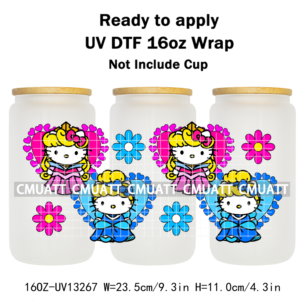 Cute Cat 16OZ UV DTF Cup Wraps Transfer Sticker For Glass Libbey Can Bottle Selfadhesive Waterproof DIY CCM377