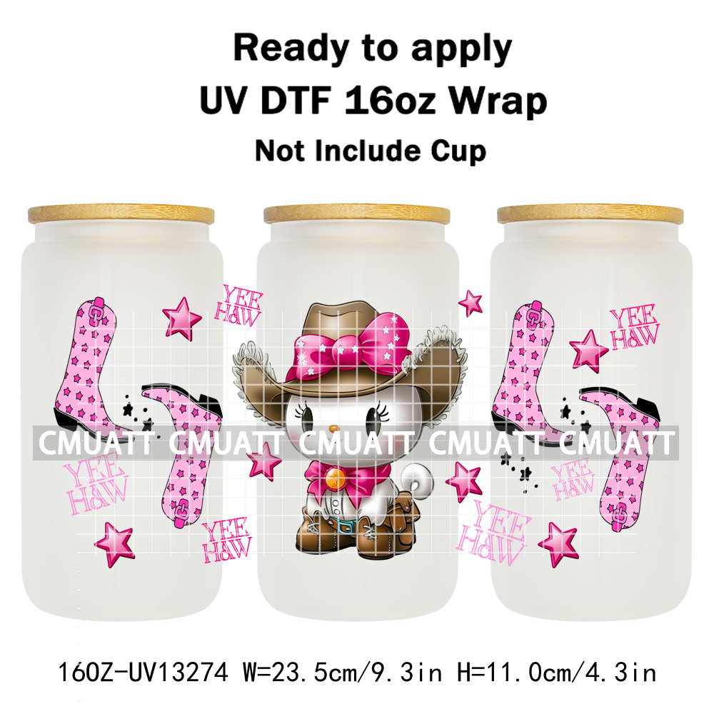 Cute Cat 16OZ UV DTF Cup Wraps Transfer Sticker For Glass Libbey Can Bottle Selfadhesive Waterproof DIY CCM377