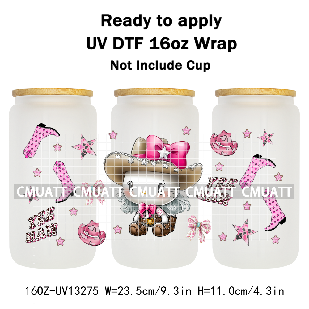 Cute Cat 16OZ UV DTF Cup Wraps Transfer Sticker For Glass Libbey Can Bottle Selfadhesive Waterproof DIY CCM377