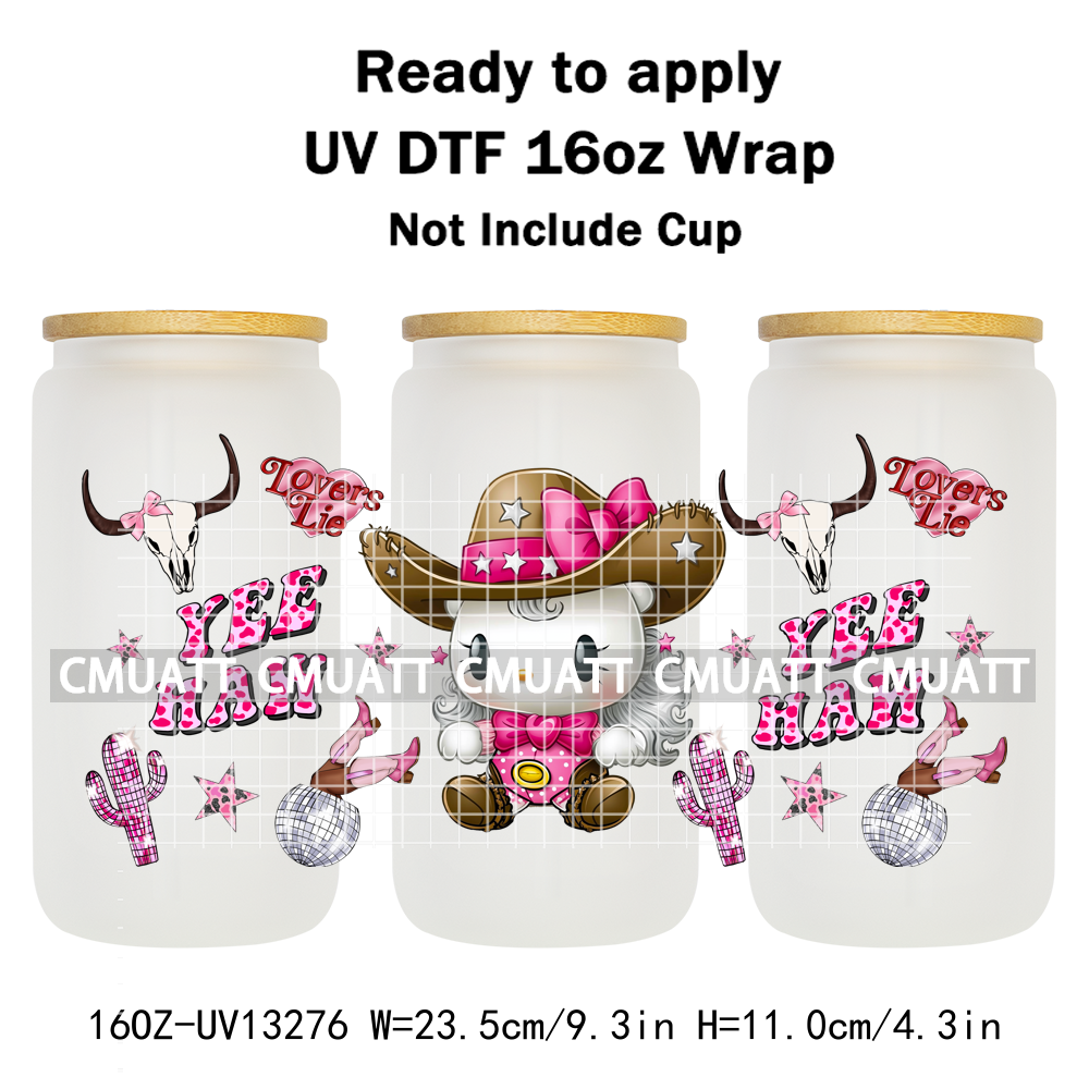Cute Cat 16OZ UV DTF Cup Wraps Transfer Sticker For Glass Libbey Can Bottle Selfadhesive Waterproof DIY CCM377