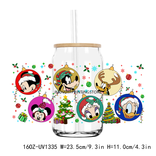 Christmas Mouse And Friend 16OZ UV DTF Cup Wrap Transfer Stickers Custom Labels DIY Durable Waterproof Logo For Libbey Glass Can