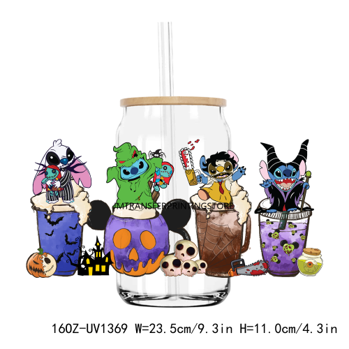 Halloween Coffee Cup 16OZ UV DTF Cup Wrap Transfers Stickers Custom Labels DIY Durable Waterproof Logo For Libbey Glass Can