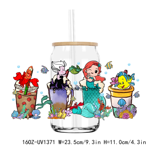 Beautiful Princess Queen 16OZ UV DTF Cup Wrap Transfers Stickers Custom Labels DIY Durable Waterproof Logo For Libbey Glass Can