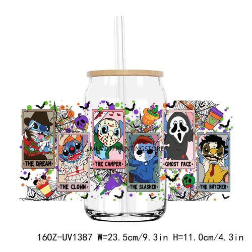 Funny Christmas Cartoon 16OZ UV DTF Cup Wrap Transfers Stickers Custom Labels DIY Durable Waterproof Logo For Libbey Glass Can