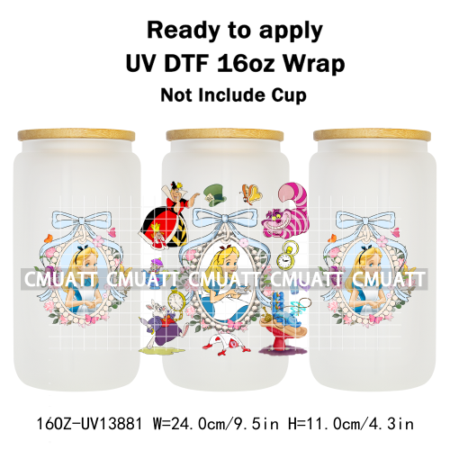 Pretty Princess UV DTF Cup Wrap Wholesale Bulk 16oz Libbey Glass Transfers Stickers Mugs Bottle Free Shipping