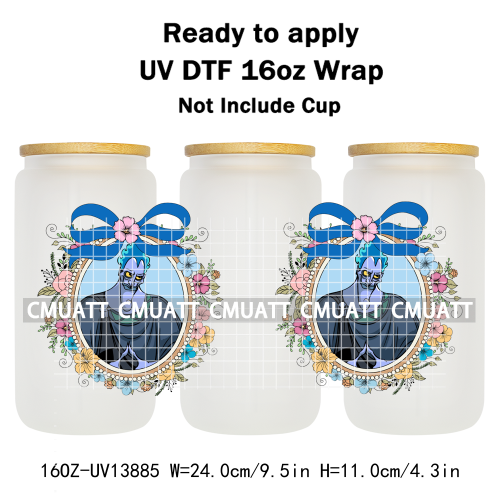 Pretty Princess UV DTF Cup Wrap Wholesale Bulk 16oz Libbey Glass Transfers Stickers Mugs Bottle Free Shipping