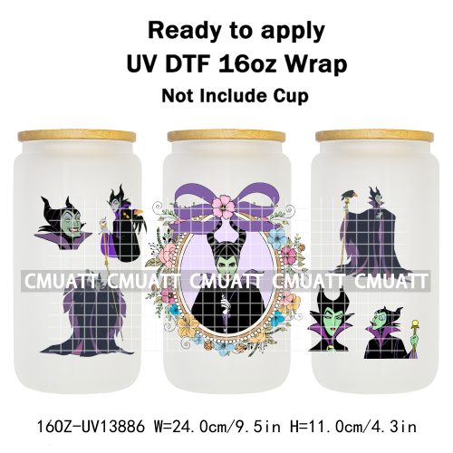 Pretty Princess UV DTF Cup Wrap Wholesale Bulk 16oz Libbey Glass Transfers Stickers Mugs Bottle Free Shipping