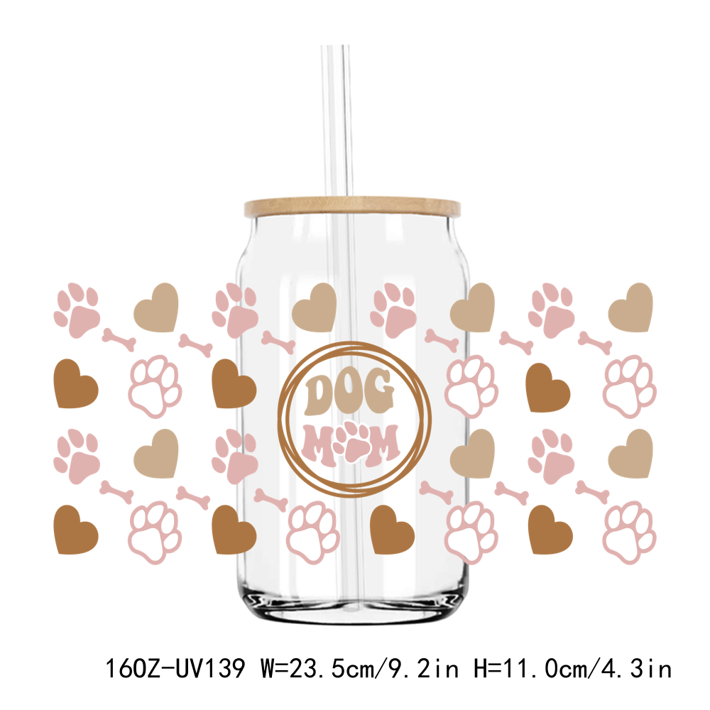 Dog Mom Paw Print 16OZ UV DTF Stickers Wrap