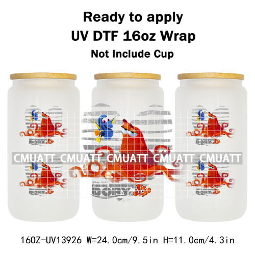 Cartoon Fish Tumbler Stickers Waterproof 16oz UV DTF Cup Wraps Transfers Mugs Beer Can Bottle Free Shipping