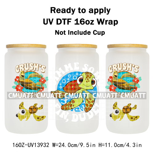 Cartoon Fish Tumbler Stickers Waterproof 16oz UV DTF Cup Wraps Transfers Mugs Beer Can Bottle Free Shipping