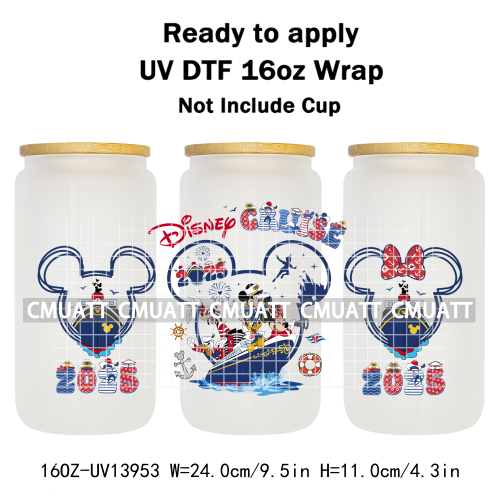 Cartoon 16oz UV DTF Cup Wrap Transfers Stickers On Glass Mugs Beer Can Bottle Custom DIY Craft Free Shipping