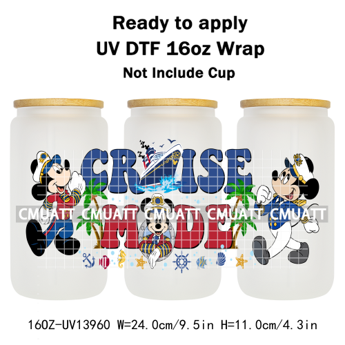 Cartoon 16oz UV DTF Cup Wrap Transfers Stickers On Glass Mugs Beer Can Bottle Custom DIY Craft Free Shipping