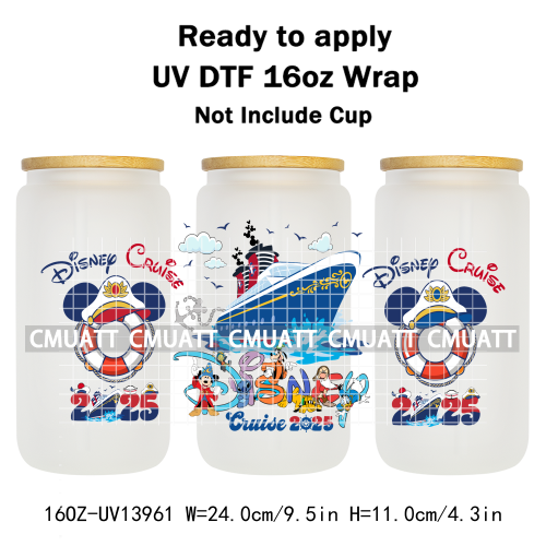 Cartoon 16oz UV DTF Cup Wrap Transfers Stickers On Glass Mugs Beer Can Bottle Custom DIY Craft Free Shipping