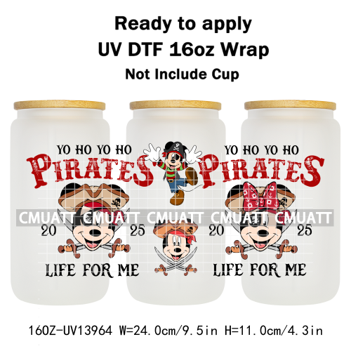 Cartoon 16oz UV DTF Cup Wrap Transfers Stickers On Glass Mugs Beer Can Bottle Custom DIY Craft Free Shipping