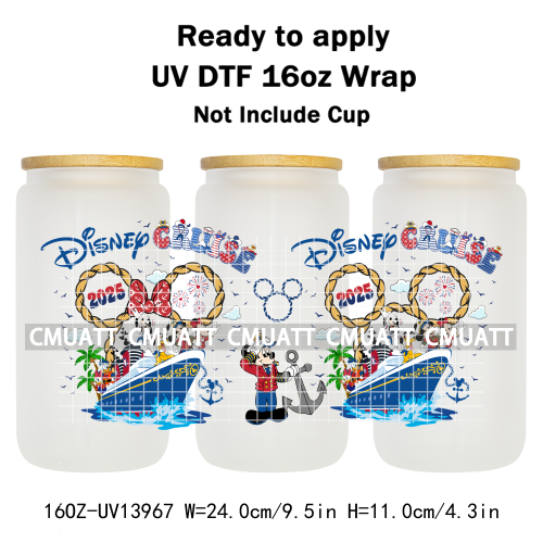 Cartoon 16oz UV DTF Cup Wrap Transfers Stickers On Glass Mugs Beer Can Bottle Custom DIY Craft Free Shipping