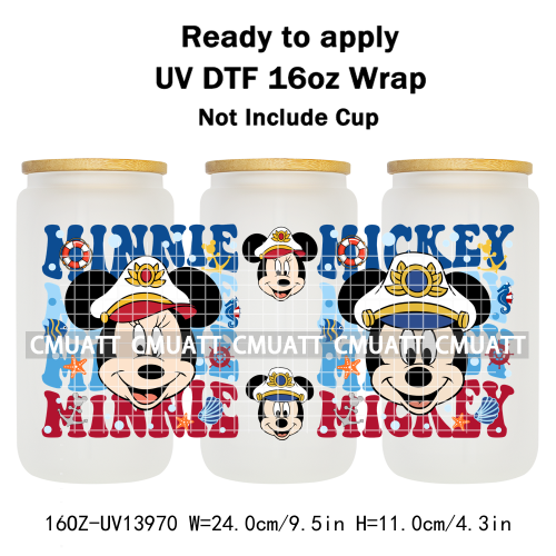 Cartoon 16oz UV DTF Cup Wrap Transfers Stickers On Glass Mugs Beer Can Bottle Custom DIY Craft Free Shipping