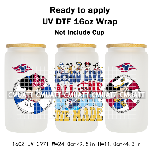 Cartoon 16oz UV DTF Cup Wrap Transfers Stickers On Glass Mugs Beer Can Bottle Custom DIY Craft Free Shipping