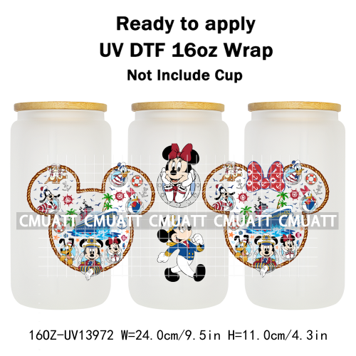 Cartoon 16oz UV DTF Cup Wrap Transfers Stickers On Glass Mugs Beer Can Bottle Custom DIY Craft Free Shipping
