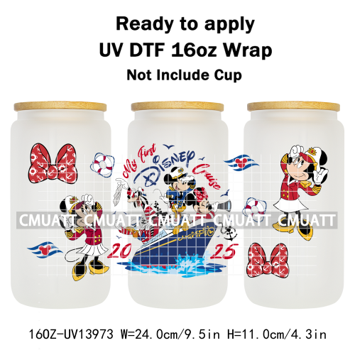 Cartoon 16oz UV DTF Cup Wrap Transfers Stickers On Glass Mugs Beer Can Bottle Custom DIY Craft Free Shipping