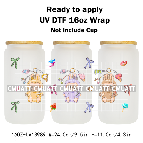 Lovely Monster UV DTF Cups Wrap For Girls 16oz Libbey Glass Transfers Stickers Mugs Beer Can Water Bottle