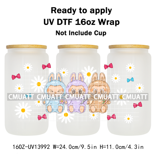 Lovely Monster UV DTF Cups Wrap For Girls 16oz Libbey Glass Transfers Stickers Mugs Beer Can Water Bottle