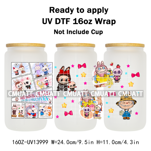 Cute Monsters UV DTF Wraps Transfers Stickers Mugs Beer Can Bottle 16oz Libbey Glass Free Shipping Bulk