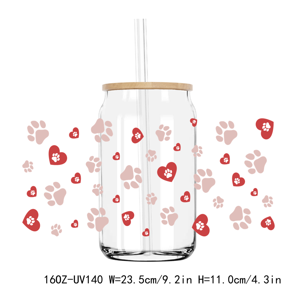 Dog Mom Paw Print 16OZ UV DTF Stickers Wrap