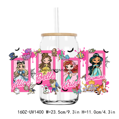 Beautiful Princess Queen 16OZ UV DTF Cup Wrap Transfers Stickers Custom Labels DIY Durable Waterproof Logo For Libbey Glass Can