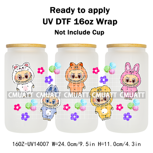 Cute Monsters UV DTF Wraps Transfers Stickers Mugs Beer Can Bottle 16oz Libbey Glass Free Shipping Bulk