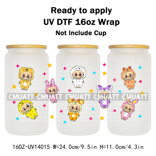 Cute Monsters UV DTF Wraps Transfers Stickers Mugs Beer Can Bottle 16oz Libbey Glass Free Shipping Bulk