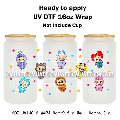 Cute Monsters UV DTF Wraps Transfers Stickers Mugs Beer Can Bottle 16oz Libbey Glass Free Shipping Bulk