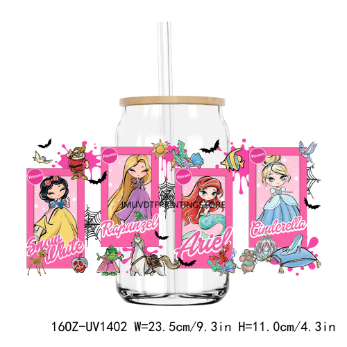 Beautiful Princess Queen 16OZ UV DTF Cup Wrap Transfers Stickers Custom Labels DIY Durable Waterproof Logo For Libbey Glass Can