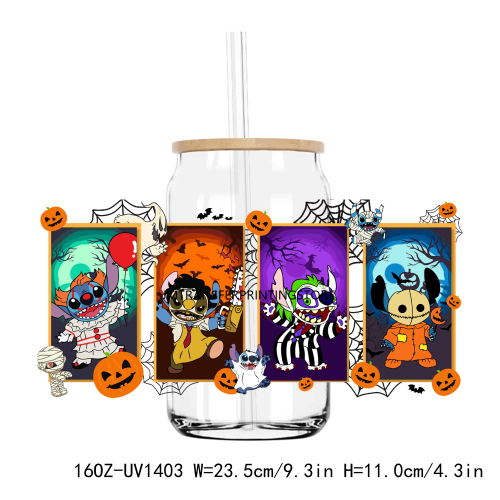 Halloween Coffee Cup 16OZ UV DTF Cup Wrap Transfers Stickers Custom Labels DIY Durable Waterproof Logo For Libbey Glass Can