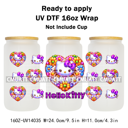 Cute Cats UV DTF Cup Wraps Transfers 16oz Libbey Glass Water Bottle Stickers Custom DIY Craft Free Shipping