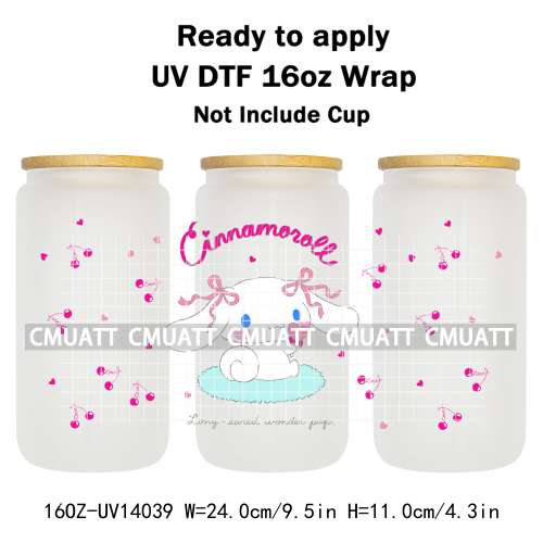 Cute Cats UV DTF Cup Wraps Transfers 16oz Libbey Glass Water Bottle Stickers Custom DIY Craft Free Shipping