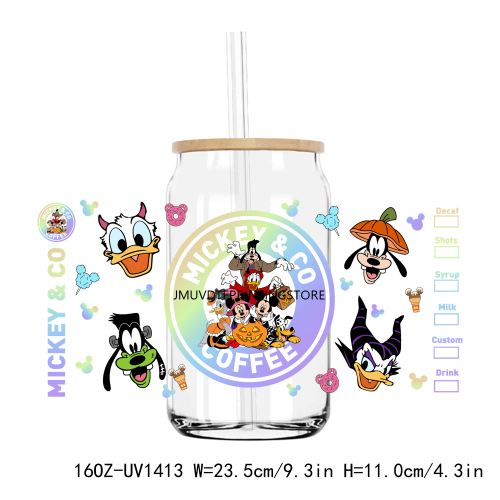 Cute Halloween Cartoon 16OZ UV DTF Cup Wrap Transfers Stickers Custom Labels DIY Durable Waterproof Logo For Libbey Glass Can