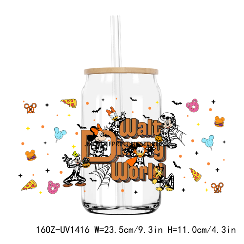 Cute Halloween Cartoon 16OZ UV DTF Cup Wrap Transfers Stickers Custom Labels DIY Durable Waterproof Logo For Libbey Glass Can