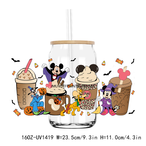 Cute Halloween Cartoon 16OZ UV DTF Cup Wrap Transfers Stickers Custom Labels DIY Durable Waterproof Logo For Libbey Glass Can