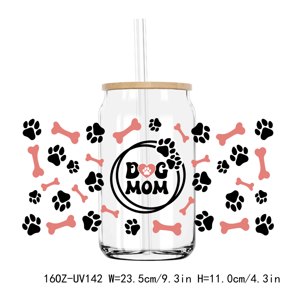 Dog Mom Paw Print 16OZ UV DTF Stickers Wrap