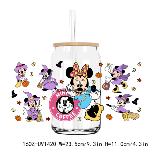 Cute Halloween Cartoon 16OZ UV DTF Cup Wrap Transfers Stickers Custom Labels DIY Durable Waterproof Logo For Libbey Glass Can